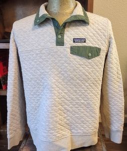 Patagonia Organic Cotton Quilt Snap-T Medium Pullover Sweatshirt Sweater Tan M